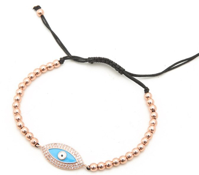 Zirkonia Kralen Armband - Micro Pave CZ Verstelbaar Koper Touw - Boze Oog Bedel: 3