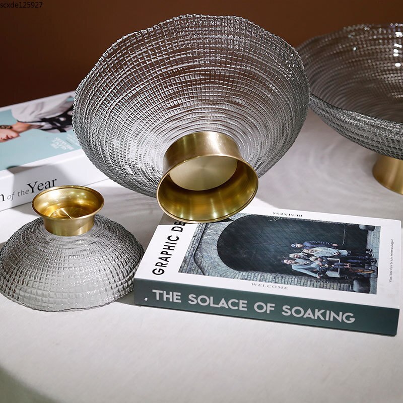 Ronde Crystal Glas Fruit Lade Salontafel Woonkamer Decoratie Gedroogd Fruit Snoep Opbergvak Woondecoratie