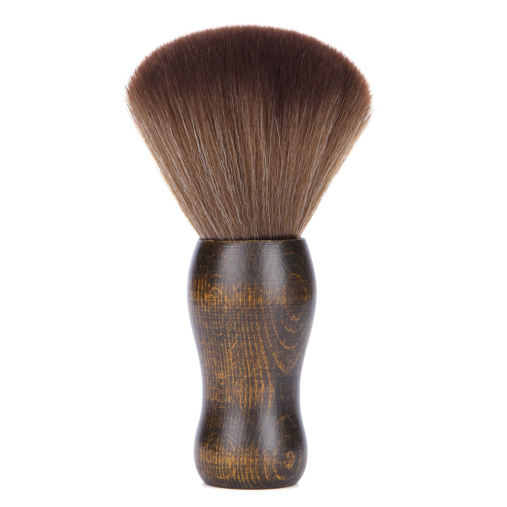 Barber Neck Duster Brush Wood Handle with Hook Hairdressing Cleaning Brush Natural Fiber Salon Hair Sweep Brushes: Default Title