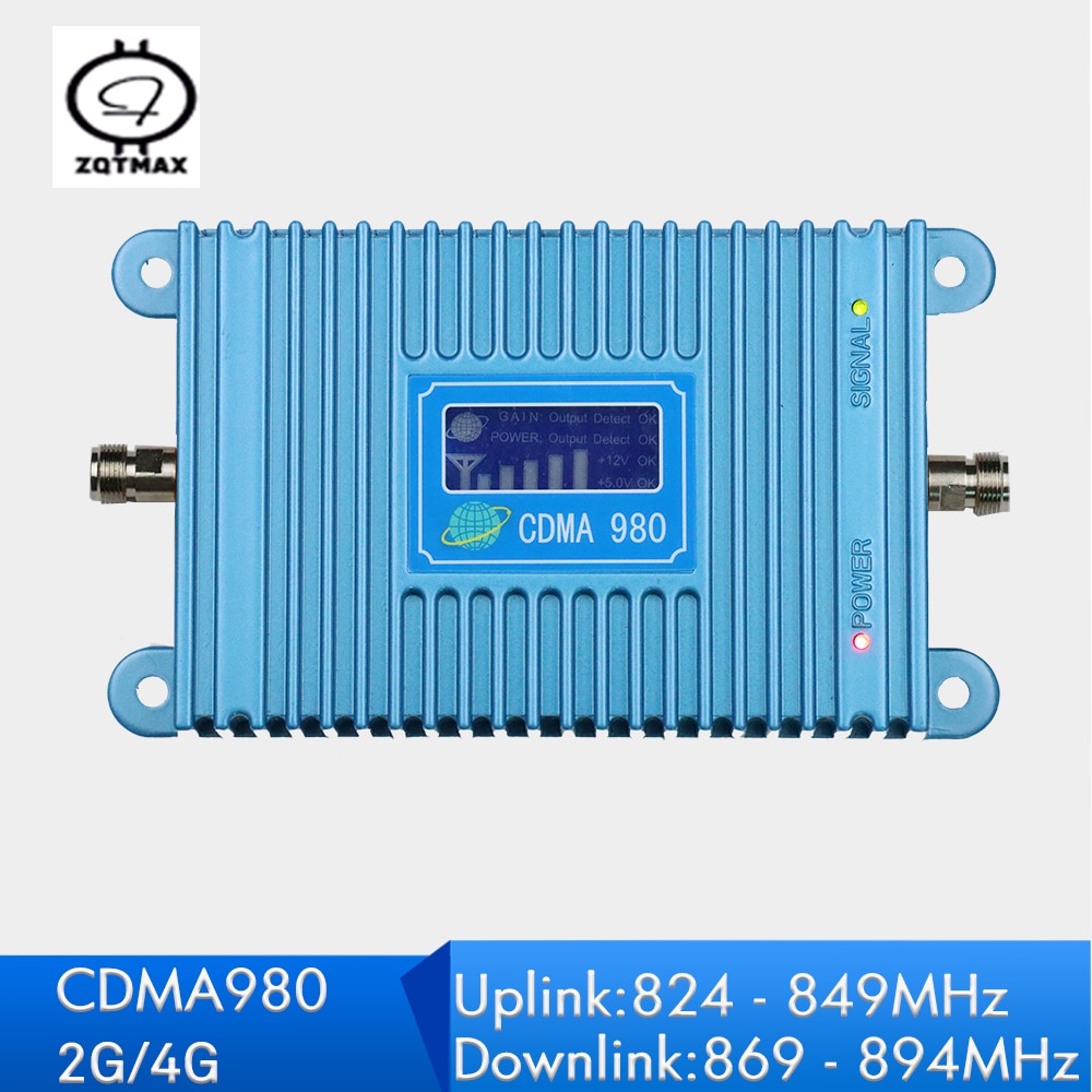 ZQTMAX 2G 4G Mobile Signal Amplifier CDMA 850 Signal Booster Power 65dB Gain Band 5 Repeater 850mhz LCD Display