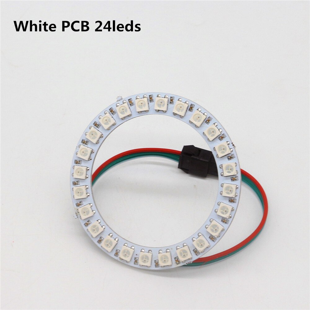 Individually Addressable WS2812B Pixel Ring 8/16/24/35/45Leds 5050 RGB Led Ring WS2812 IC BuiIt-in Led Module Pixel Strip Lights: 24 Leds White