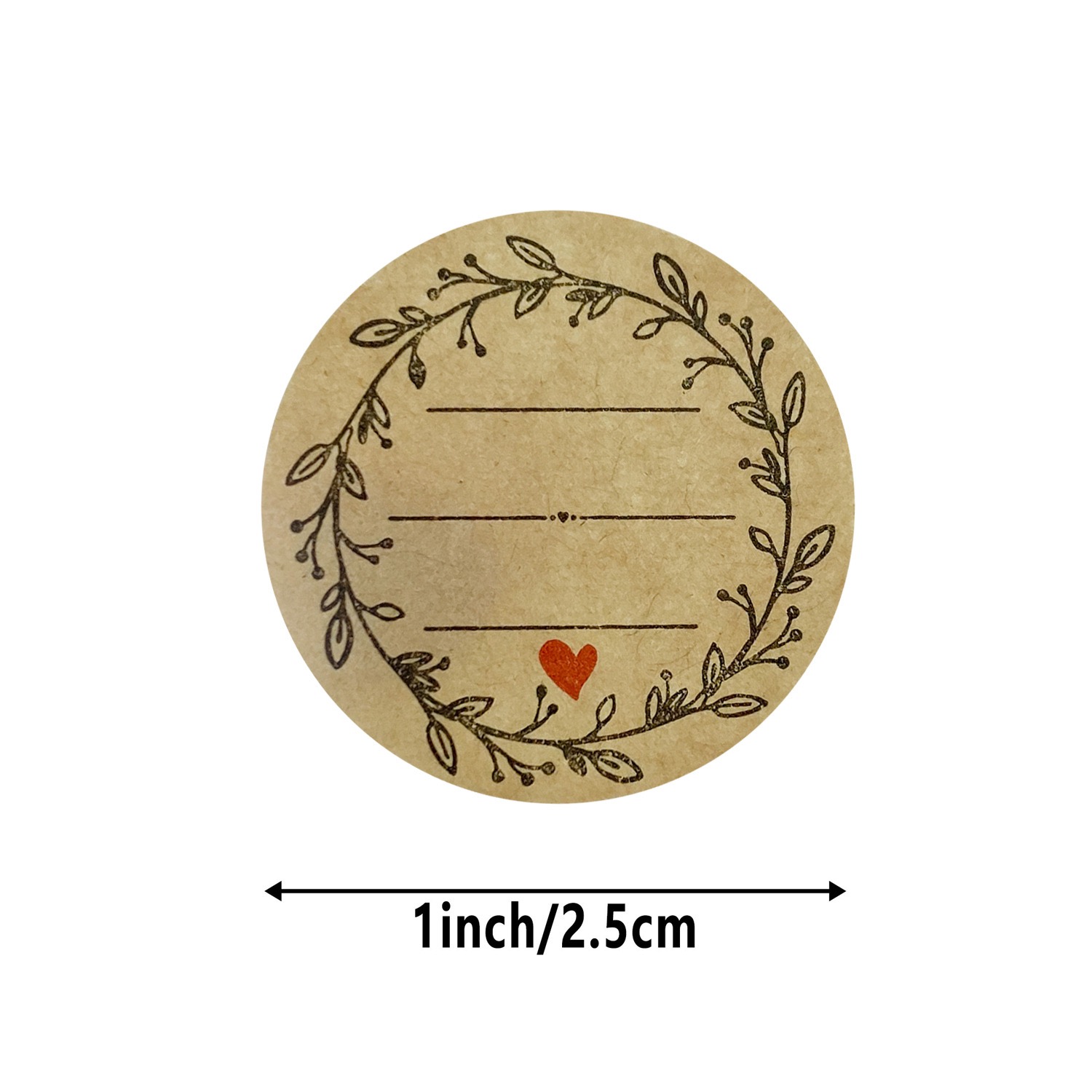 500 stuks/rol 1 inch kraftpapier stickers voor cadeauverpakking, envelopsluitingen, kantoorbenodigdheden voor kleine bedrijven, doe-het-zelf decoreren