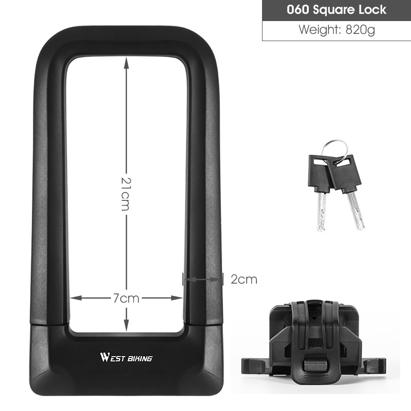 WEST BIKING – serrure antivol de vélo, solide, sécurité cyclisme, verrouillage universel en U pour roues de vélo de route et vtt, accessoires de bicyclette: 060 Square Lock