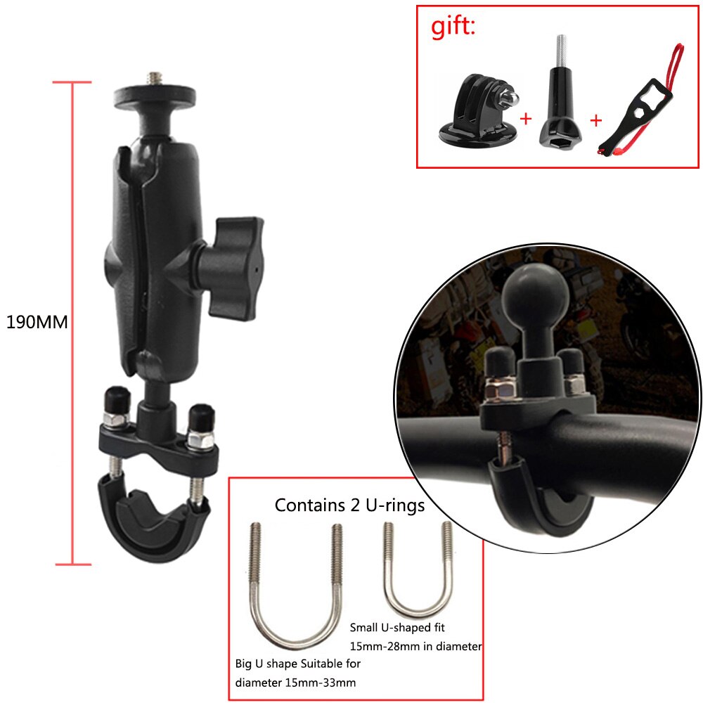 TUYU For insta 360 Motorcycle Handlebar Holder insta360 one X/R Rear Mirror RAM Mount for go pro Max Panoramic camera Accessory: SM-01-6