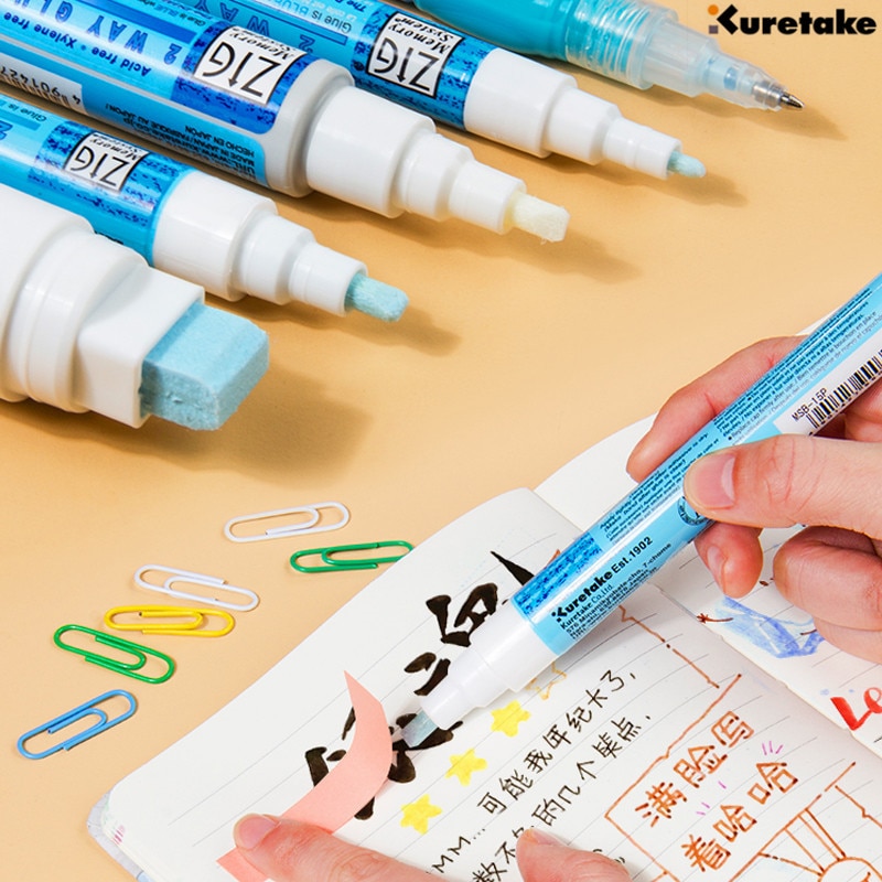 Sistema de memoria de 2 vías zigkuretake, lápiz de pegamento japonés de 1mm, 2mm, 4mm, 15mm, para tarjetas de felicitación, sobres, cartel con pegado permanente 1 unidad
