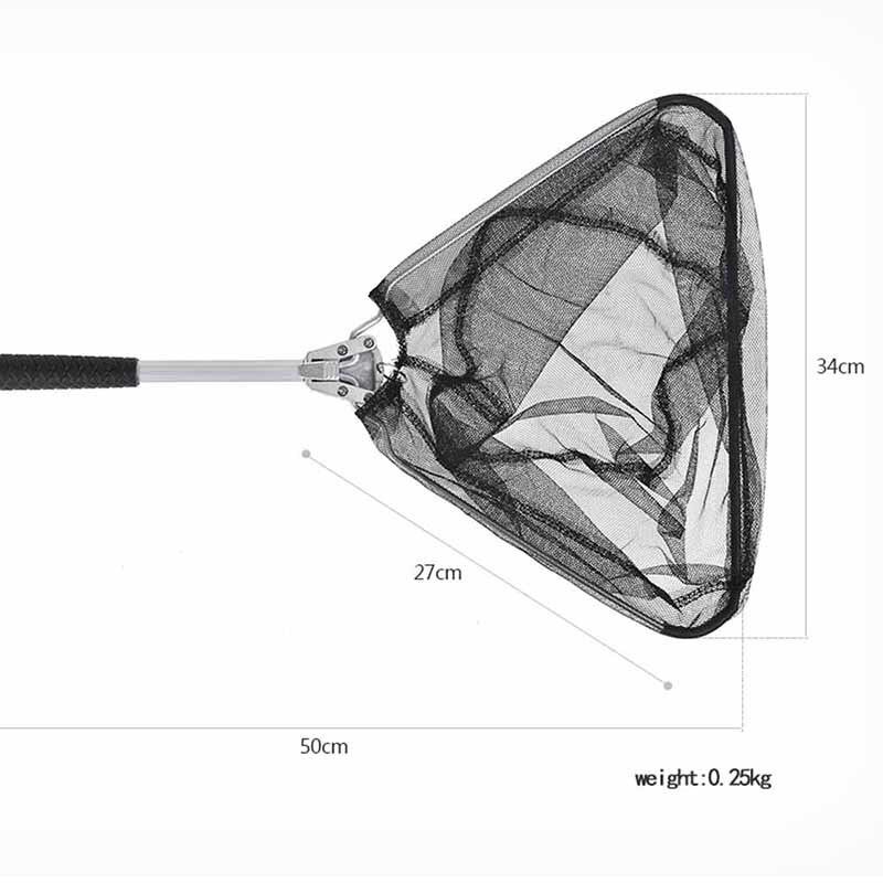 Leo 50Cm Aluminum Alloy+Nylon Handle Fishing Net Mesh Triangle Portable Outdoor Immersed Fish Net Foldable Pond Fishing Shrimp N