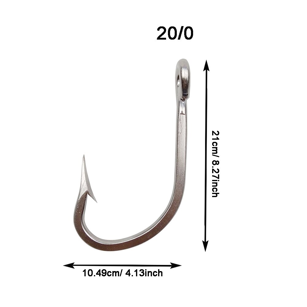 2Pcs 7731 Stainless Steel Fishing Hooks Large Shark And Tuna Bait Hooks Extra Strong For Saltwater Fishing Size 16/0 18/0 20/0