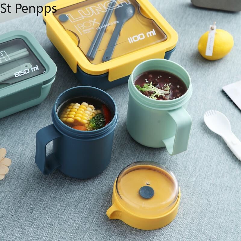 Lunch Box for Students and Office Workers with Tableware Can Be Heated By Microwave Oven Bento Lunch Box Snack Container