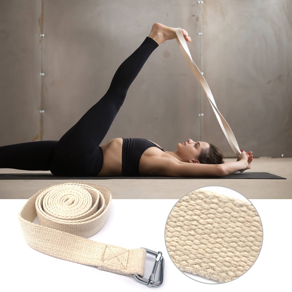10ft Yoga Stretching Band Katoen Oefening Workout Riem Fysieke Therapie Strap Fitnessapparatuur Yoga Band Met Metalen Ring
