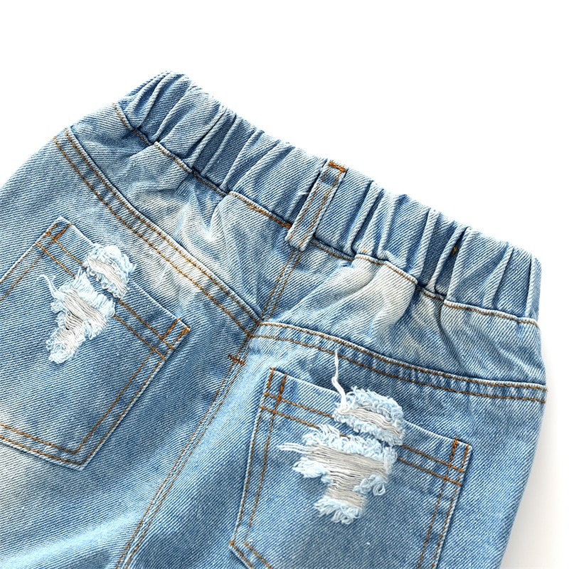 Short en jean bleu clair pour garçon, pantalon d'été en Denim, taille élastique, en coton, pour enfants de 2 à 6 ans,