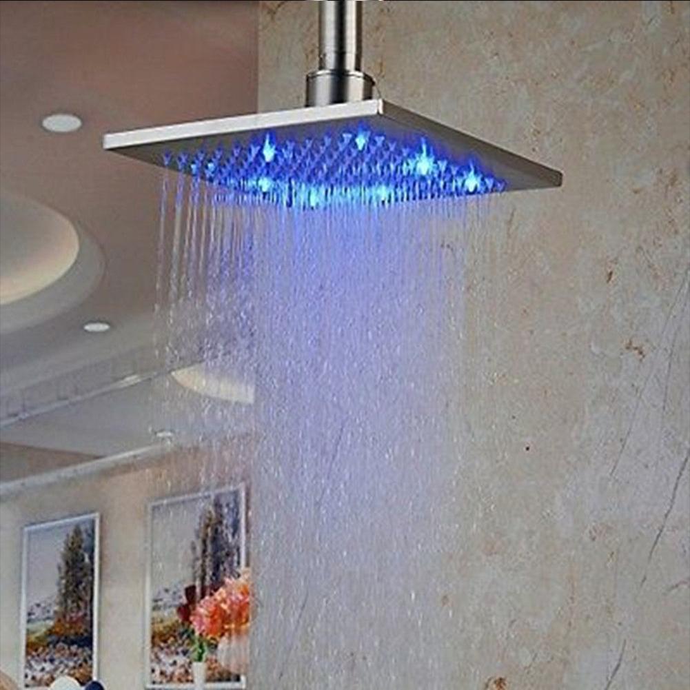 7 Kleur Veranderende Regendouche 8 "Vierkante Temperatuur Sensor Led Light Water Saving Bad Douche, Badkamer Product