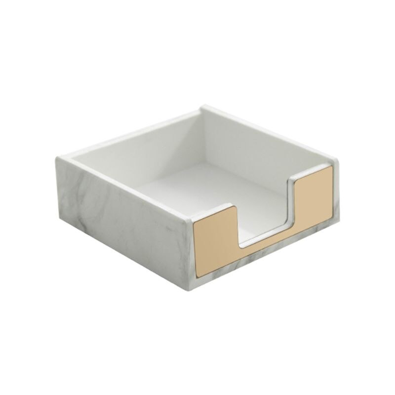 Marble Pattern Square Memo Box Sticky Note Storage Card Holder Organizer Supply