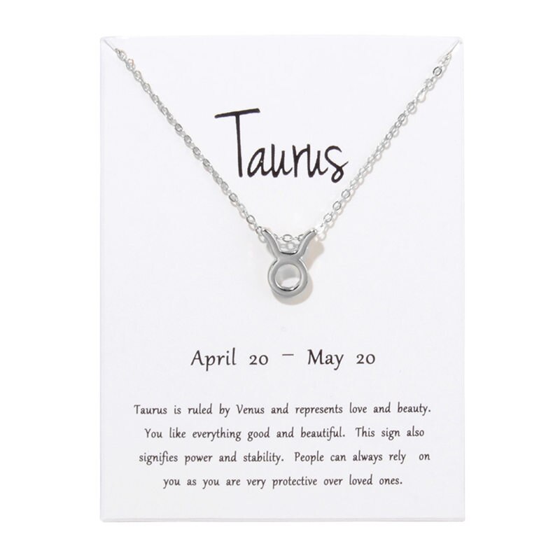 Libra-collar con colgante de 12 Constelaciones para mujer, cadena del zodiaco, joyería de cumpleaños: Taurus