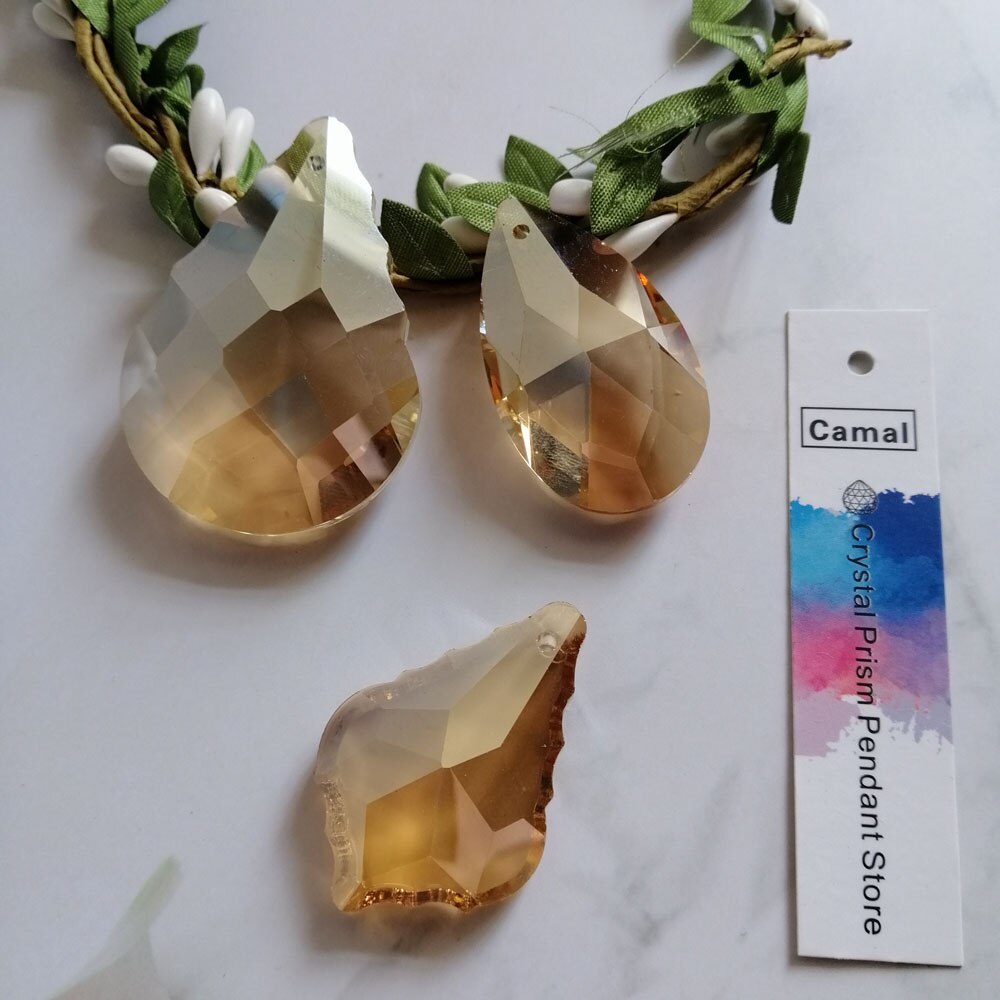 Camal 2 stücke Gold Champagner 38/50mm facettiert Kristall Anhänger Lampe Prismen Kronleuchter Suncatcher Beleuchtung Teile Hängen Hause Dekor