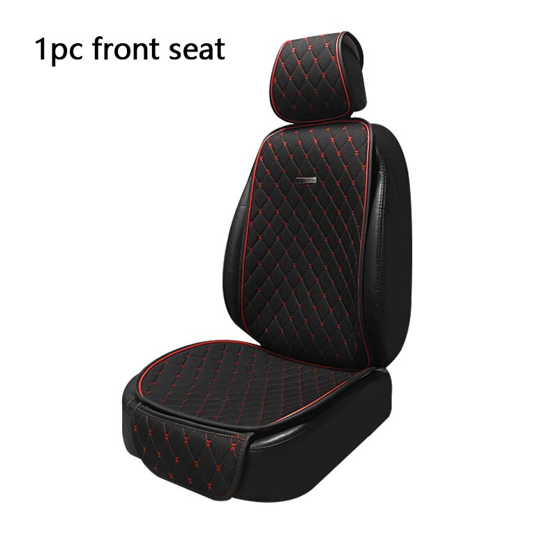 AUTOROWN Natural Flax Car Seat Cushion Universal Size Linen Fabric Seat Cover Auto Accessories Summer Automobile Seat Covers: 1pc BLACK-RED