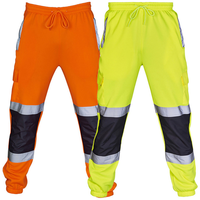 Ropa de trabajo informal de otoño para hombre, pantalones con banda en el tobillo con rayas reflectantes, novedad de 2023