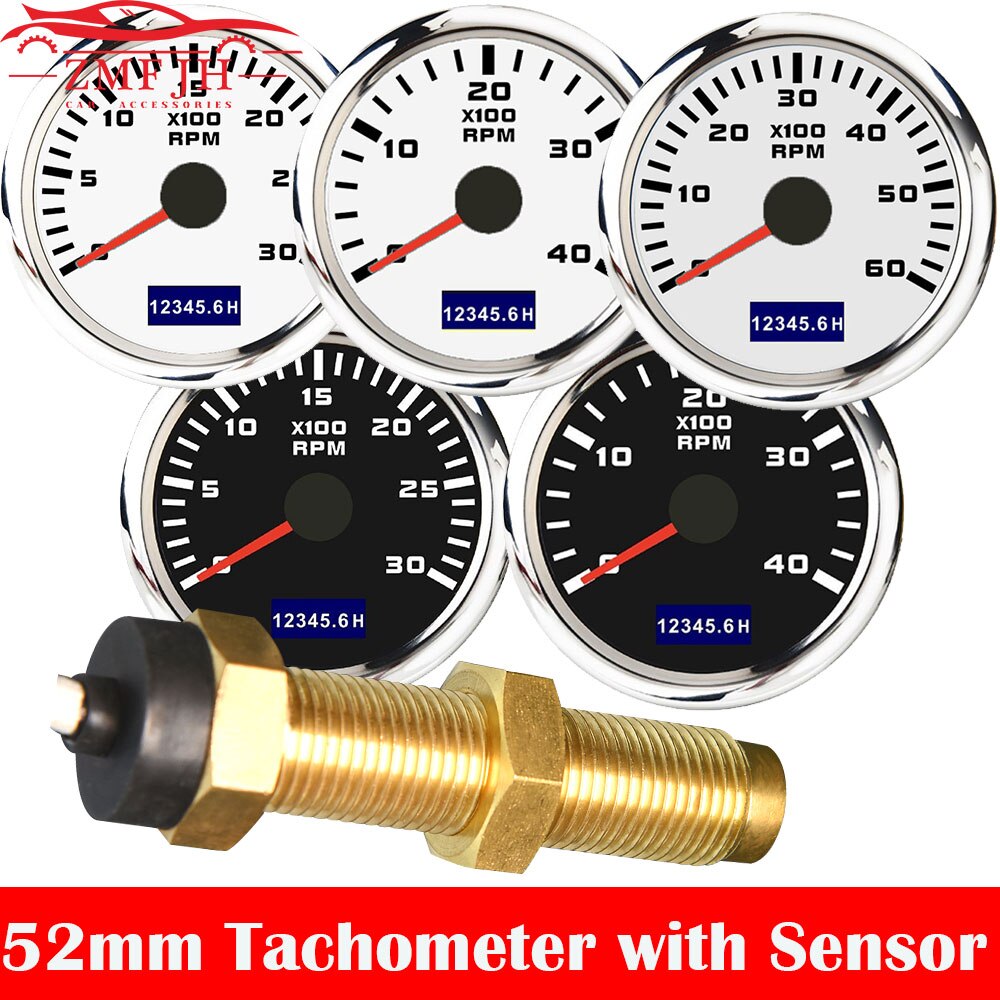 52mm Car Tachometer Waterproof LCD Display Tach Hour Counter Meter For Diesel Motor Engine Marine Boat3000 4000 6000 8000RPM