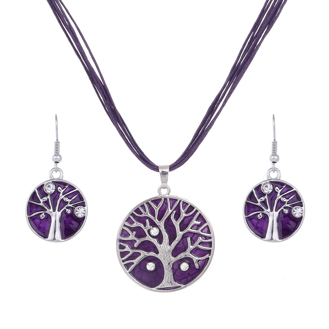MINHIN nuovo Set di collana a catena in pelle con gemma smaltata per Set di gioielli da sposa per feste Set di gioielli estivi da donna: F911