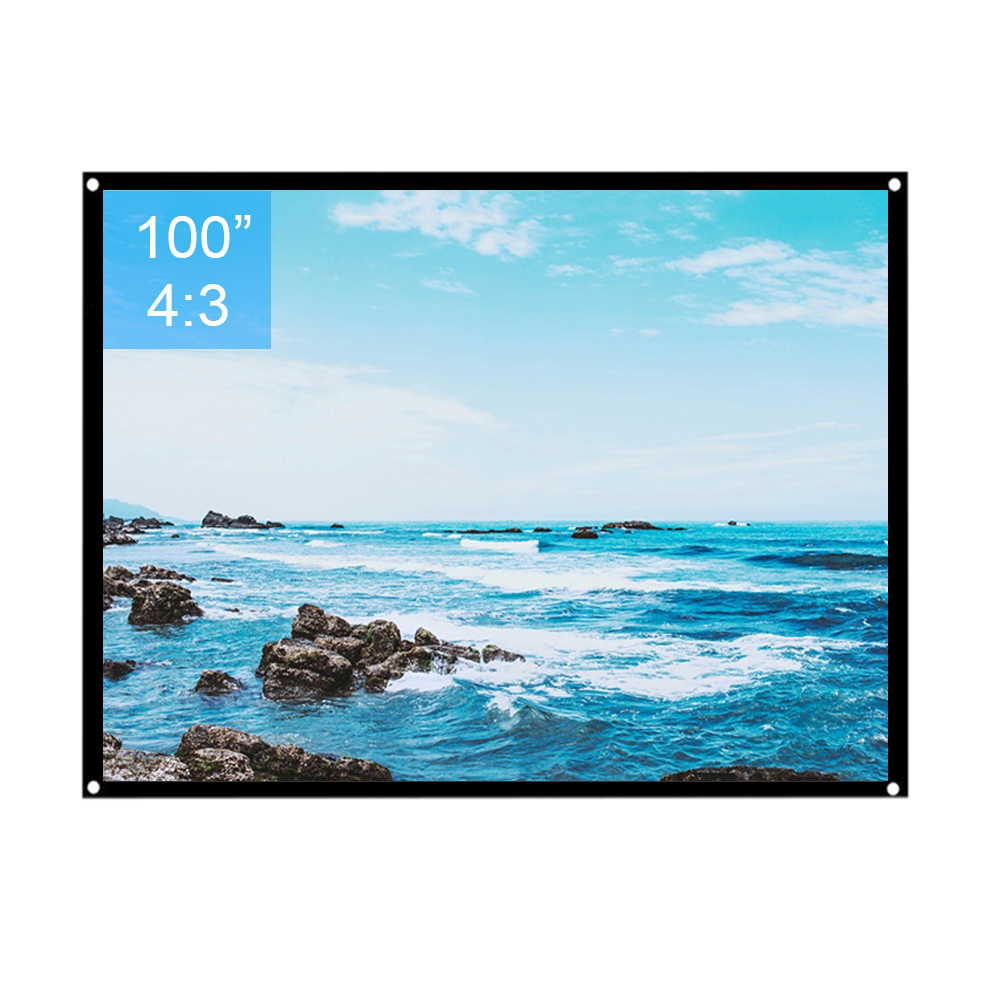 Projector Screen 100inch 4:3 Matte White 4K 3D HD Portable Projection Screen Indoor Home Theater Office