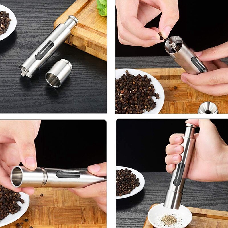 Peberkværn - salt- og peberkværn sæt salt- og peberkværn peberfabrikker kværne mini tommelfingerpressemølle med fod