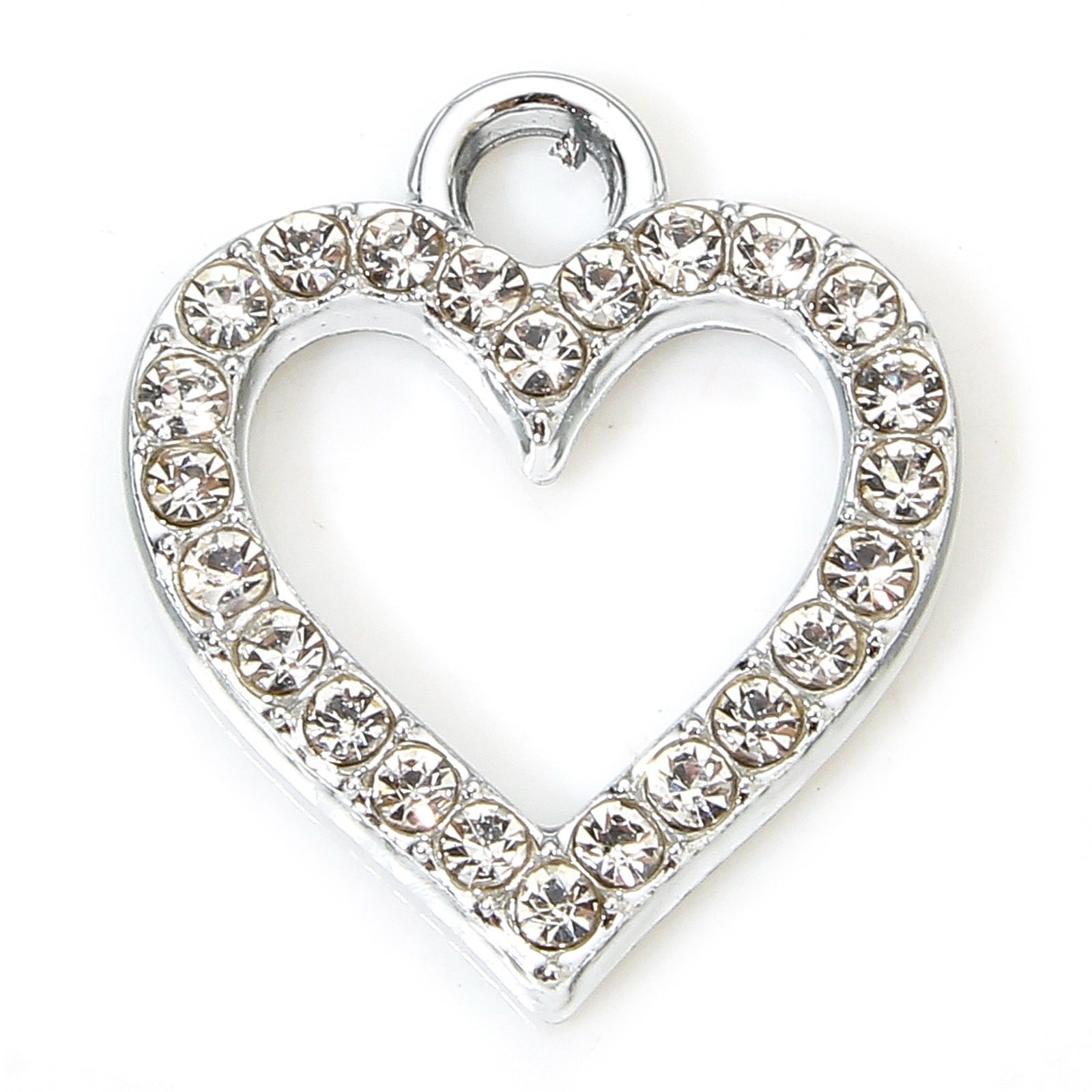 10 Uds. De dijes de corazón Micro pavé, aleación a base de Zinc, dijes para el Día de San Valentín, colgantes pequeños multicolores para joyería DIY 17,5mm x 15mm: Color amarillo dorado claro