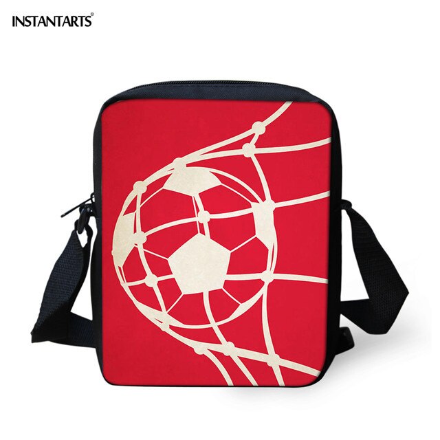 INSTANTARTS 3D Soccer Goal Ball Print Crossbody Bags for Boys Casual School Students Bookbag Small Messenger Bag Handbag Mochila: HMC1371E