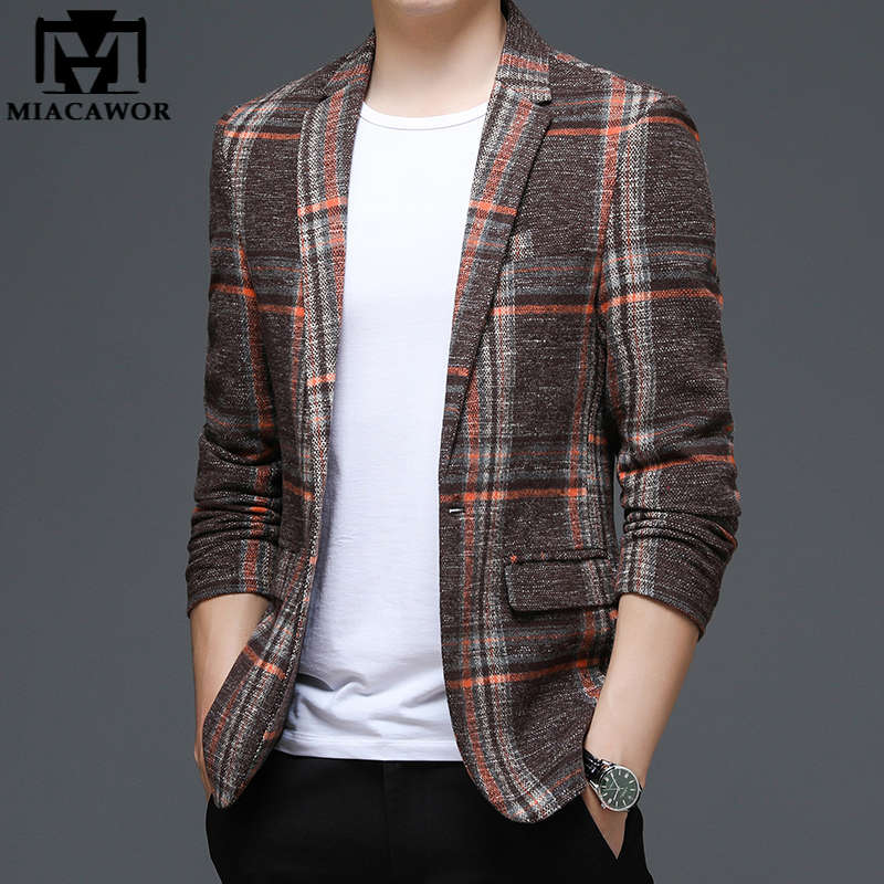 Veste de Costume à carreaux pour Homme, veston britannique Original, coupe cintrée, style décontracté, automne et hiver, J686