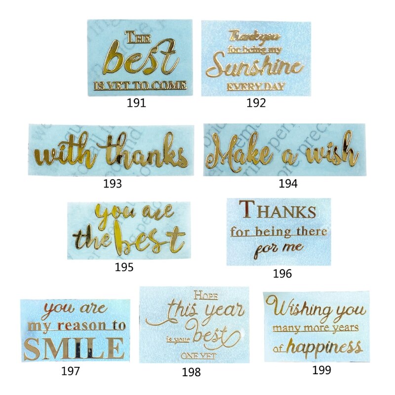 10 bögen mit englischen buchstaben, segensworten, metallaufklebern, epoxidharzformfüllung