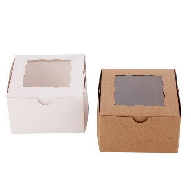 Kraft Mini Pie Boxes Bakery Boxes with PVC Window 4x4x2.5inch 24PCS of Pack Included of Stickers (Brown)