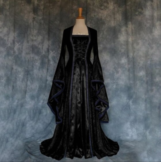 Robe d'halloween Art médiéval rétro: Black / 2XL