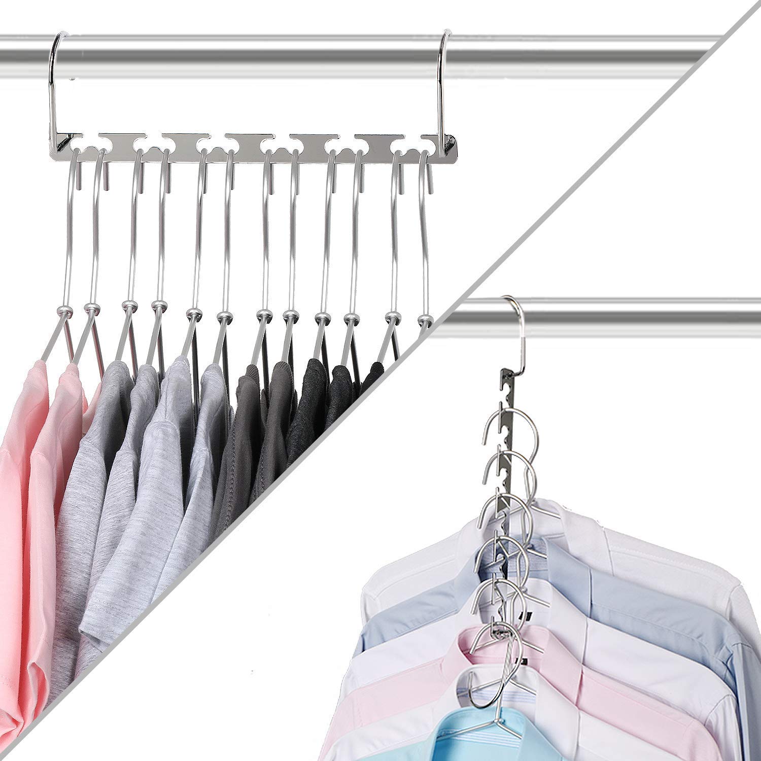 Metal Magic Hanger Space Saver Saving Wonder Clothes Closet-Organizer Hooks Saving Wardrobe Space, Updated Hook