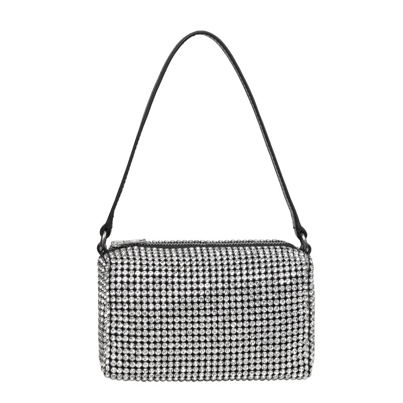 Sac Diamant Hobo Tas Vrouwen Handtas Clutch Vintage Shoudler Handtas Hobos Diamond Messenger Handtas Lady Shiny Hobo: Default Title