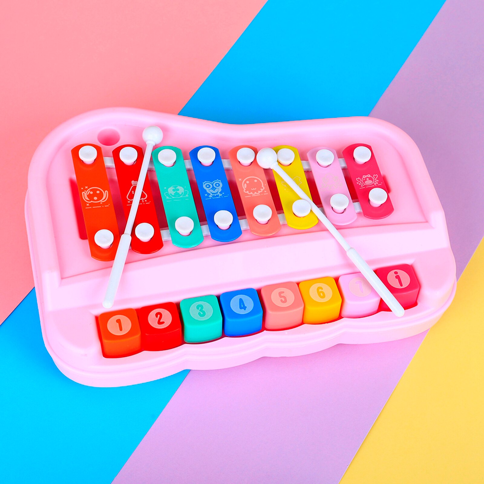 Wooden Xylophone Hitting Piano 8 Tone Kids Preschool Children