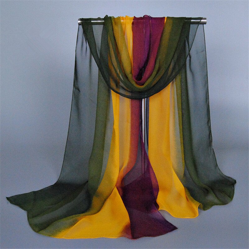 Foulard Hijab en mousseline de soie pour femme musulmane, nouvelle de luxe, châle de couleur dégradée, Poncho, Bandana, à la