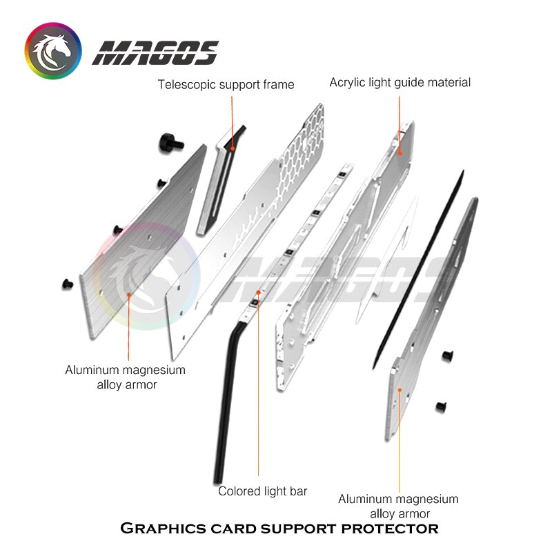 Jonsbo Universal RGB GPU Bracket, Graphics Card Support Frame 5V Symphony Version, Luminous VGA Holder, ,Aluminum+ Acrylic, VC-3