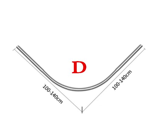 6 Size U/L-Shaped Shower Curtain Rod Retractable Curved 201 Stainless Steel Rail Rod No Punching Bathroom Curtain Mounting Rod