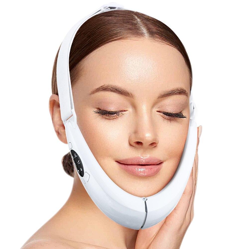 Chin V-Line Up Lift Belt Machine LED Photon Therapy Face Lifting Slimming Vibration Massager Double Chin Facial Massager