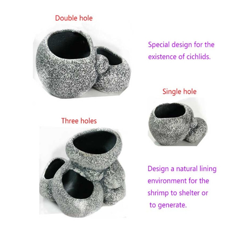 Ceramic pot Decoration Water plant grow pot Aquarium aquatic plant pot Ornament Decor Fish Tank Cichlid Stone Shrimp Breeding