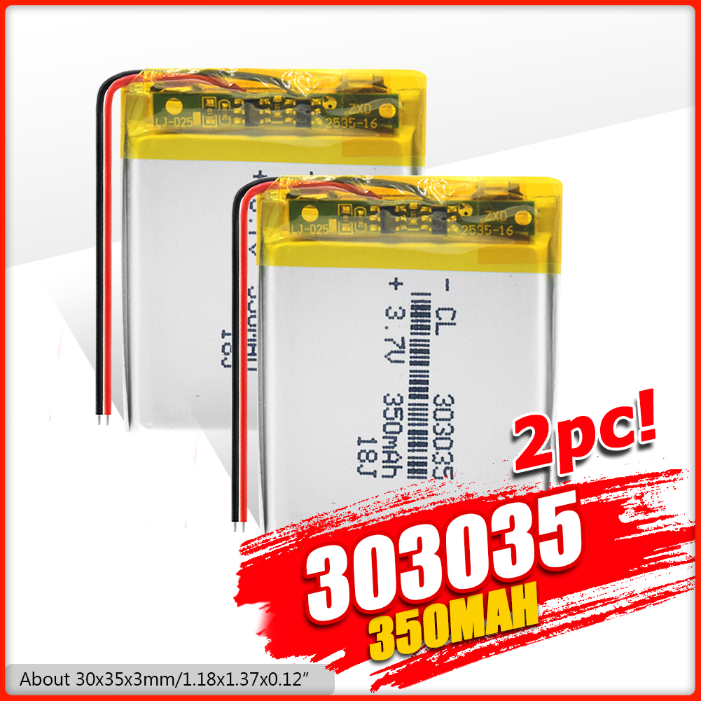 1/2/4 Uds Mp3 Mp4 MP5 Player GPS batería de repuesto para 3,7 v 350mah 3,0*30*35mm 303035 batería recargable de polímero de Li 303035