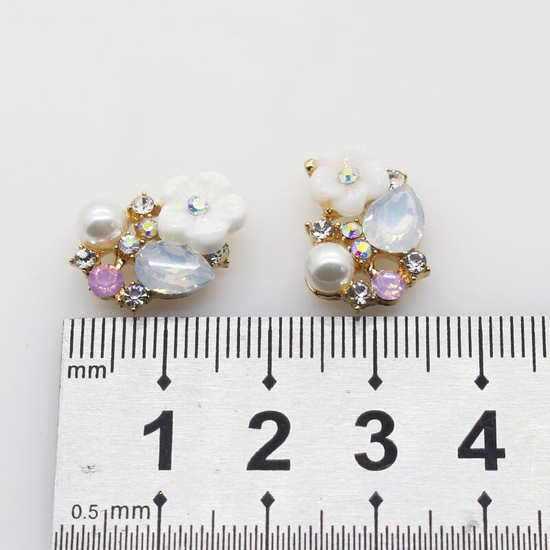 10 pz/lotto 17mm perla strass metallo fiore gioielli fai da te accessori scoperta abbellimento gioielli fare accessori fai da te