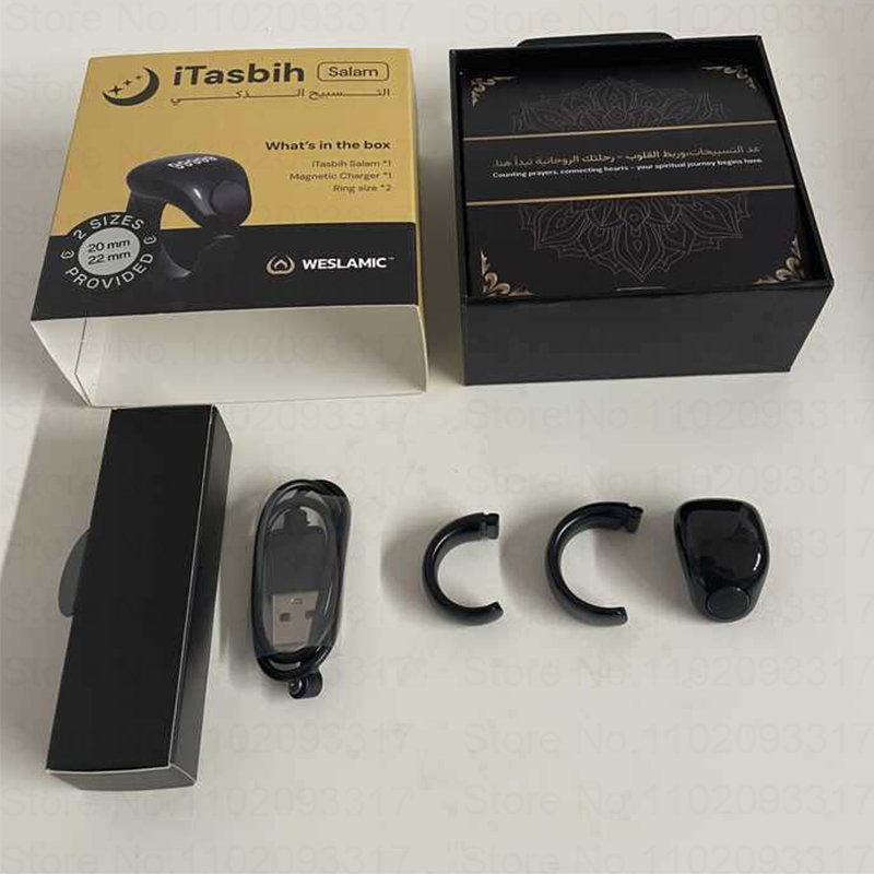 Weslamic Smart Tasbeeh Zikr Ring Islamitische Tally Digitale Teller voor Moslims Lof Gebed Herinnering Magnetisch Opladen Waterdicht