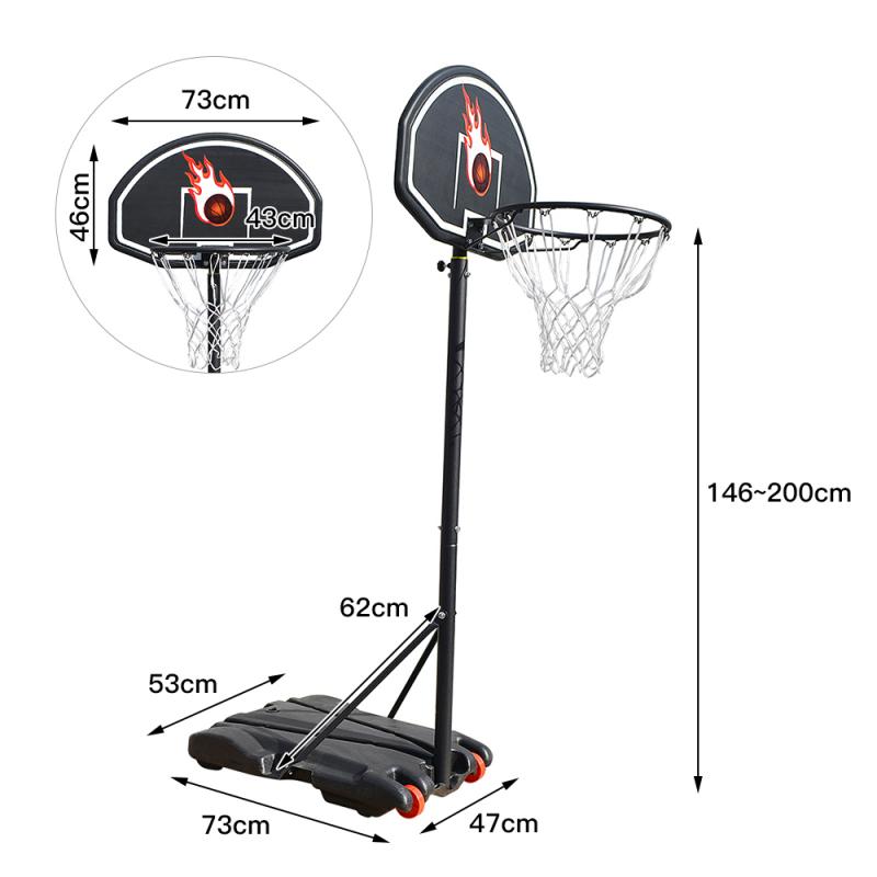 Adjustable Kids Basketball Hoop Stand - Indoor Outdoor Shooting Rack - Steel Pipe, PP Backboard, PE Base - 10KG