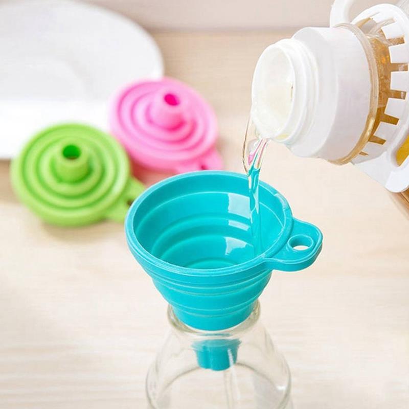 Silicone Foldable Oil Funnel Soft Mini Funnel Scalable Kitchen Funnel Liquid Funnel for Bottle Collapsible Funnel Kitchen Tools