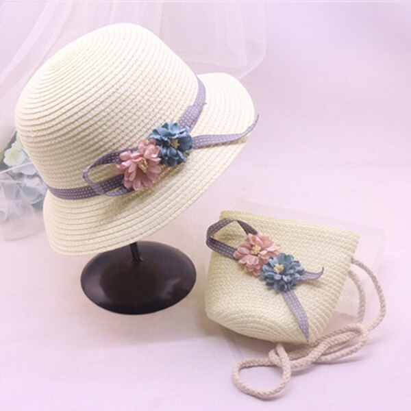 2 uds mujeres sombrero de paja nudo lazo Floral de ala ancha Parental-niño gorra para playa YS-BUY