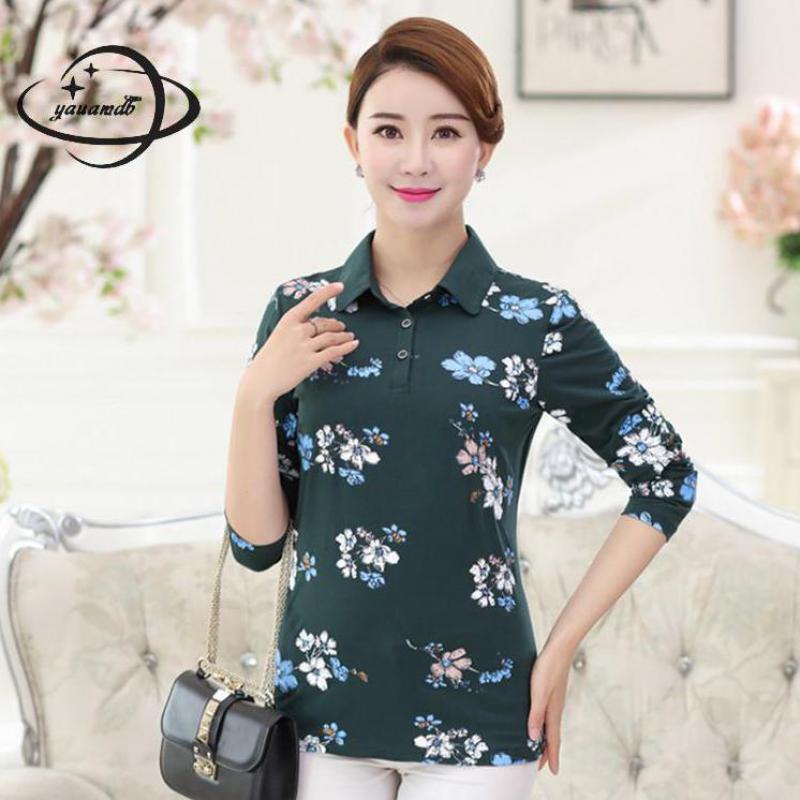 YAUAMDB femmes polos été L-4XL femmes hauts t-shirts imprimer vêtements à manches longues boutons minces dames vêtements ly59