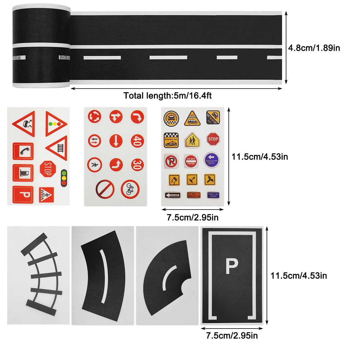 2/4/5Pcs DIY Railway Road Tape Traffic Sticker Adhesive Intelligence Route Mark Safety Education Study Road Signs Tool