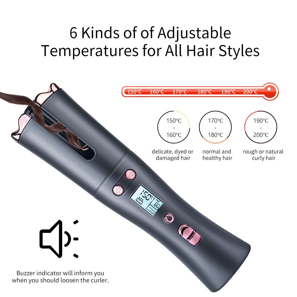 UKLISS – bigoudi automatique pour cheveux, pince à sertir Portable sans fil, fer à friser, Rechargeable par USB