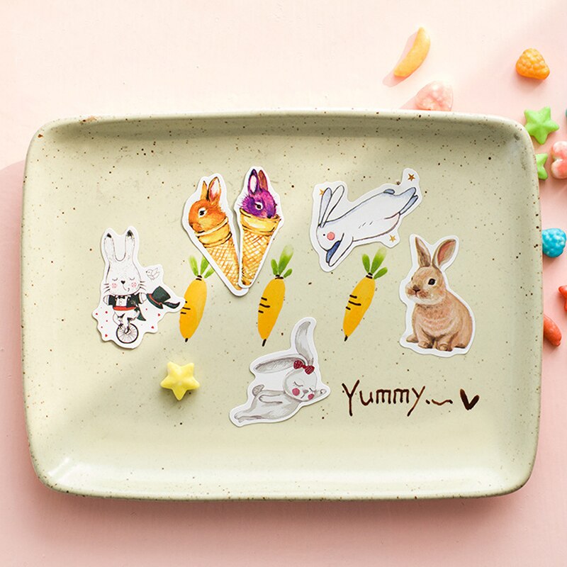 Many Cute bunny Hello rabbit PVC stickers photo album decorative Sealing sticker pet DIY mixed Styling