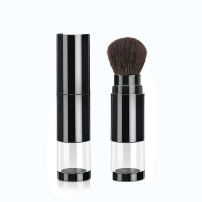Brocha para base 2 en 1, brocha de maquillaje, colorete de viaje vacío con botella de polvo suelto recargable, tarro, herramientas de maquillaje de belleza