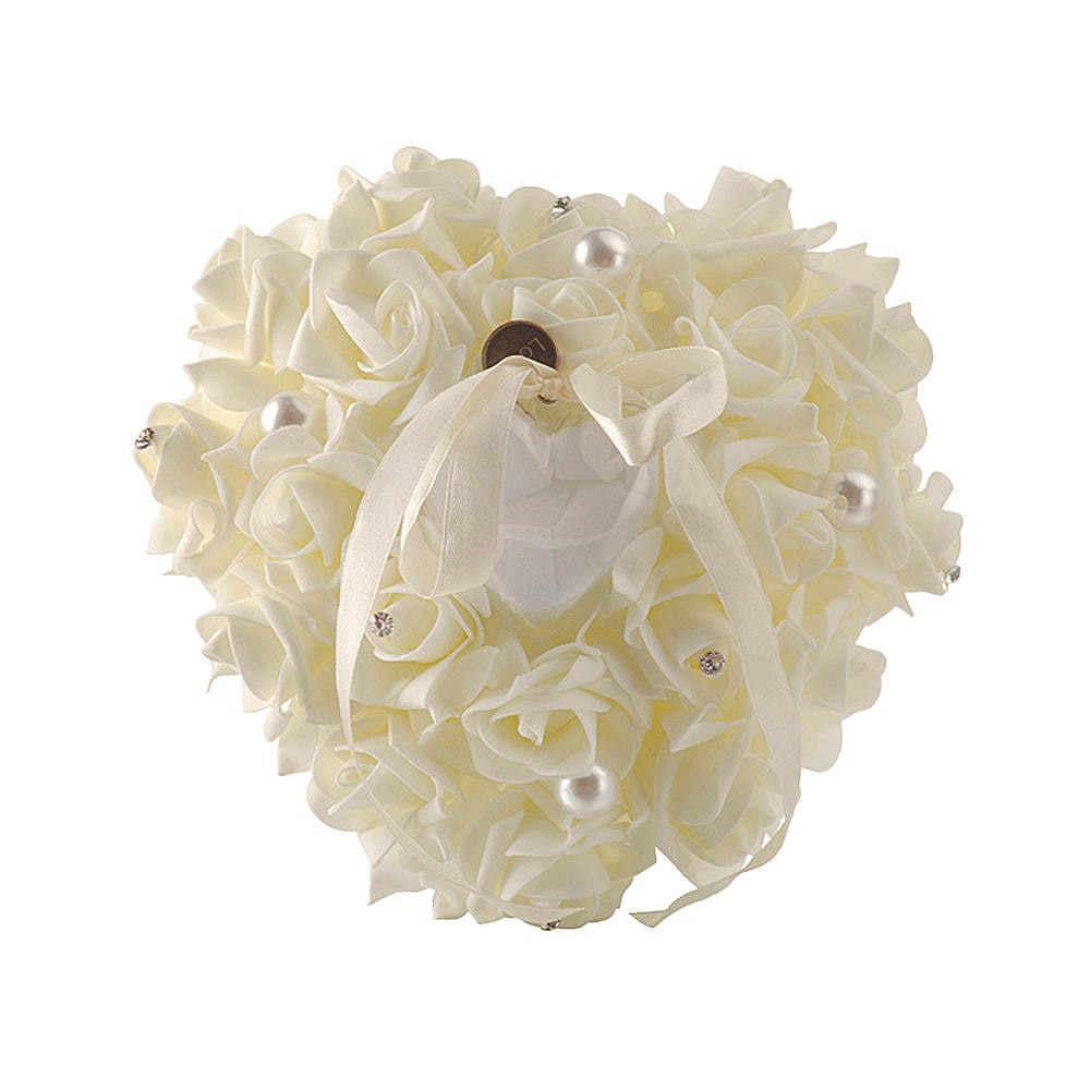 Wedding Ring Box Hang Ring Kussen Hart Strass Parel Ring Opbergdoos Foam Case Trouwbedankjes Decoratie